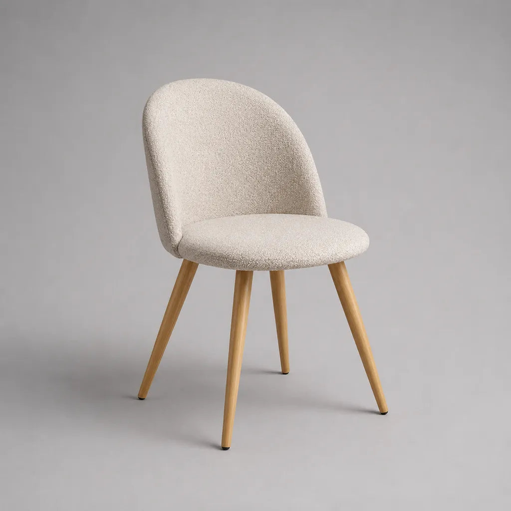 Gepolsterter Esszimmerstuhl aus Holz und Stoff, Beige/Natur, 50 × 56 × 83 cm, Sitzhöhe 47 cm
