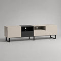 TV-Lowboard aus melaminbeschichteter Spanplatte mit Stahlgestell, Beige und Schwarz, 180 × 40 × 60 cm