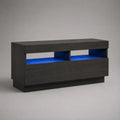 TV-Lowboard mit LED-Beleuchtung aus melaminharzbeschichteter Spanplatte, Schwarz mit blauem Licht, 120 × 35 × 55 cm