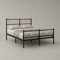 Metallbett Doppelbett aus Stahl in Schwarz, Liegefläche 140 × 200 cm, Außenmaß 146 × 208 cm, mit Kopf- und Fußteil
