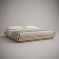 Doppel-Futonbett aus MDF mit Eichenfurnier, Natureiche, Liegefläche 180 × 200 cm, Außenmaß 206 × 186 × 28 cm