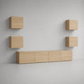 5-teiliges TV-Möbel-Set aus Spanplatte mit Eichenfurnier, Eiche Natur, TV-Unterschrank 240 × 40 × 45 cm und 4 Hängeschränke je 50 × 30 × 50 cm